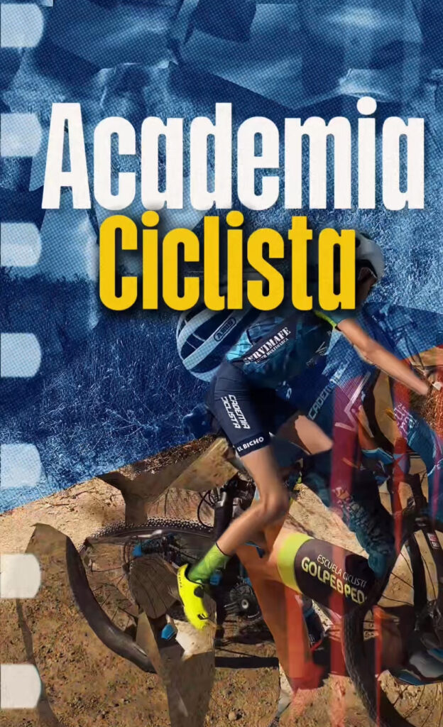 carrete de película con imágenes superpuestas de Entrenamientos Academia Ciclista