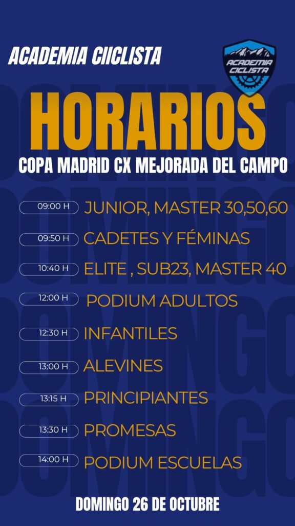 Horario campeonato de Madrid cx de Mejorada del Campo