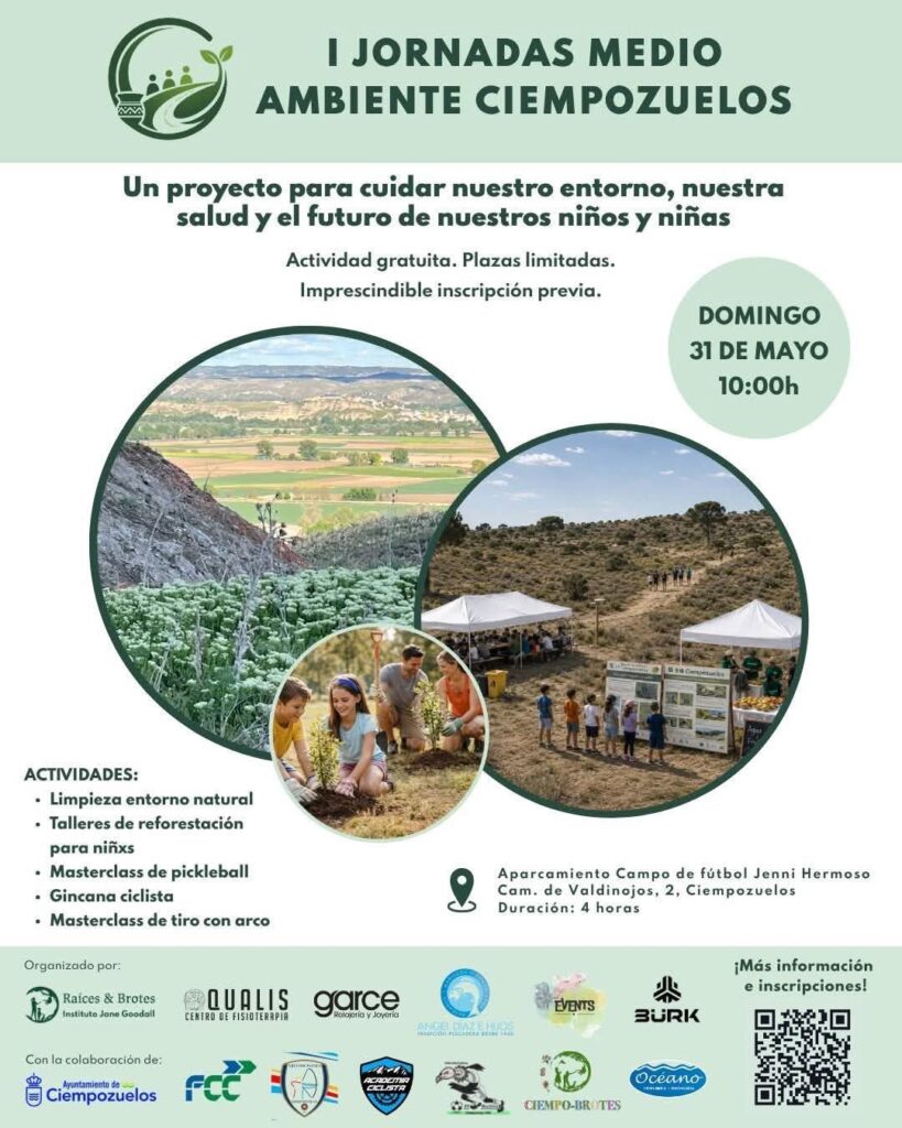 Cartel I Jornadas Medio Ambiente Ciempozuelos. Un proyecto para cuidar nuestro entorno, nuestra salud y el futuro de nuestros niños y niñas
